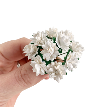 Mulberry Paper Flowers - Aster Daisies - White