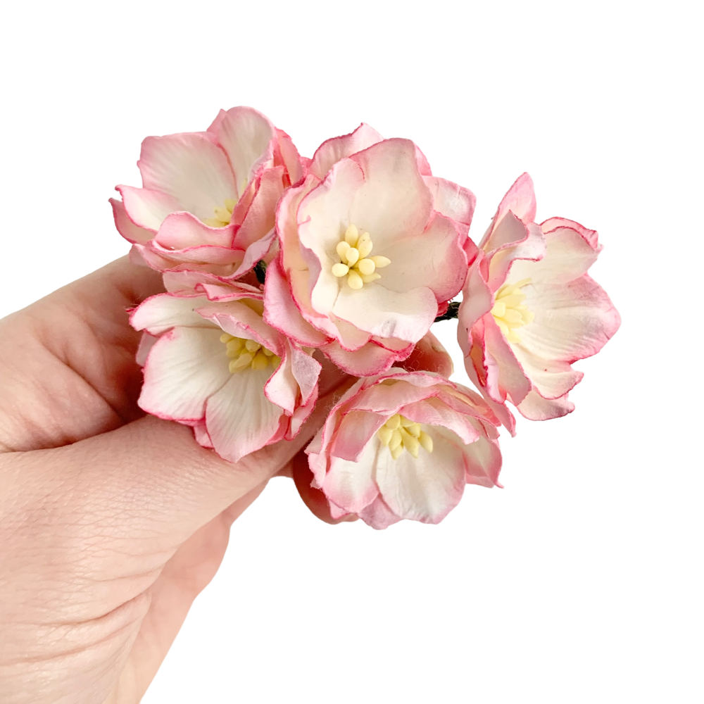 Mulberry Paper Flowers - Lotus Flowers  - Baby Pink and Ivory (5)