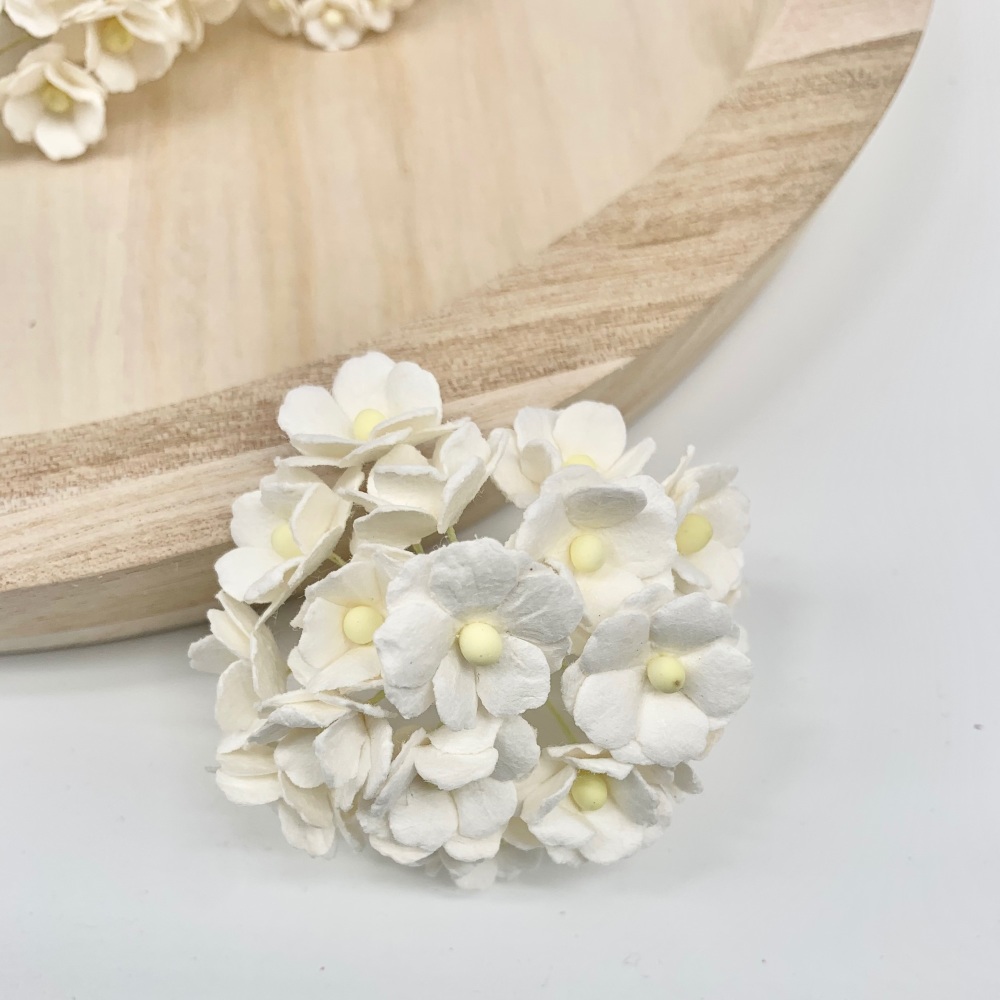 Mulberry Paper Flower Sweetheart Blossom White
