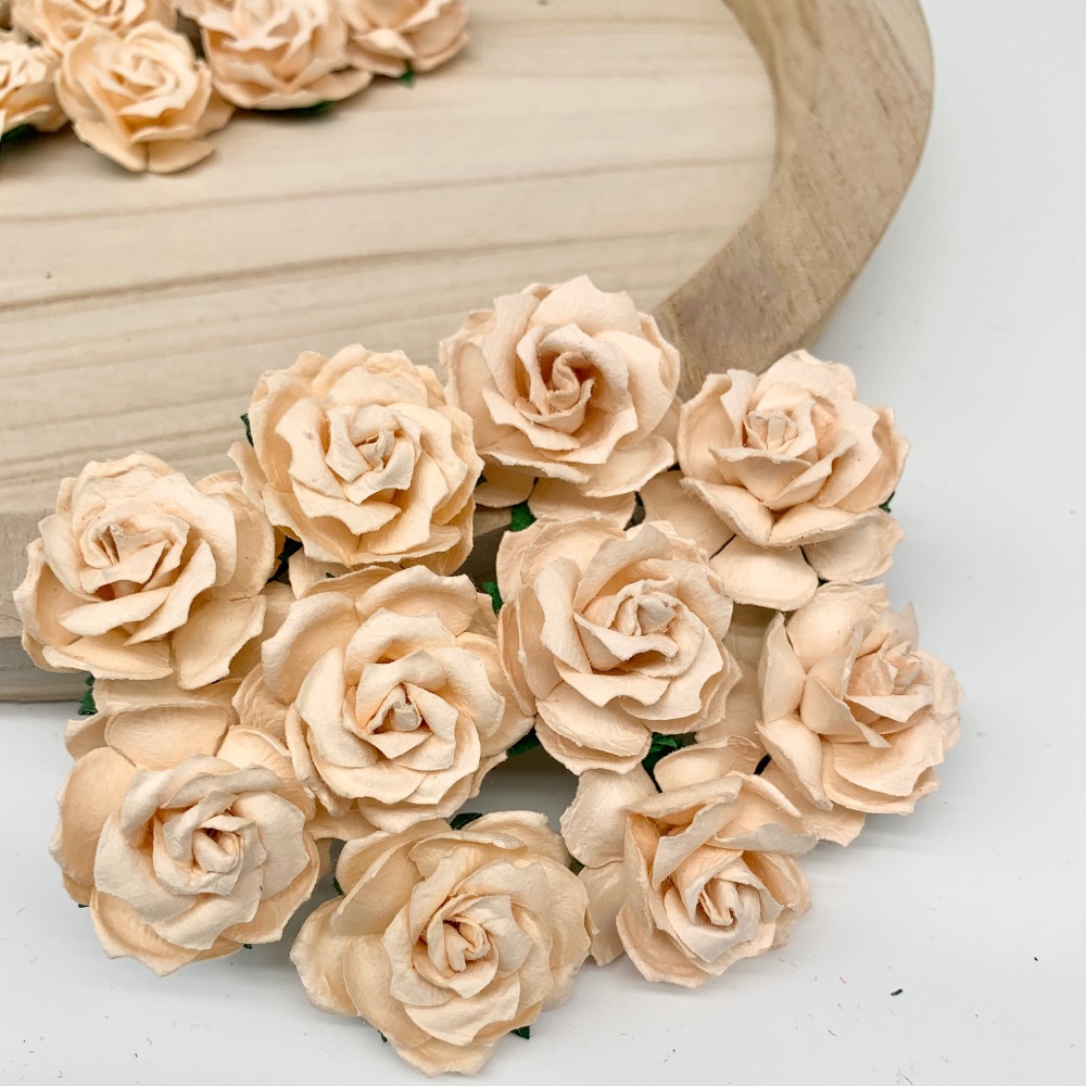  Mulberry Paper Flowers - Wild Roses 30mm  - Pale Peach