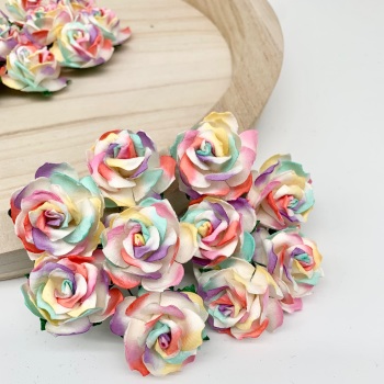 Mulberry Paper Flowers - Wild Roses 30mm  - Rainbow