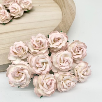 Mulberry Paper Flowers - Wild Roses 30mm  - Two Tone Rose Pink Blush