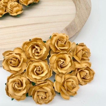 Mulberry Paper Flowers - Wild Roses 30mm  - Mustard