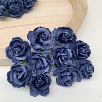 Mulberry Paper Flowers - Wild Roses 30mm  - Navy
