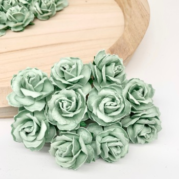 Mulberry Paper Flowers - Wild Roses 30mm  - Pale Sage