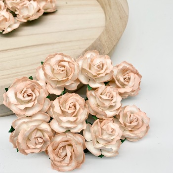 Mulberry Paper Flowers - Wild Roses 30mm  - Two Tone Tan