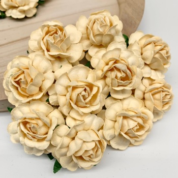 Mulberry Paper Flowers - Tea Roses 40mm  - Cream