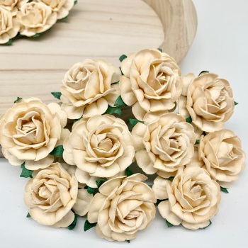 Mulberry Paper Flowers - Tea Roses 40mm  - Deep Ivory