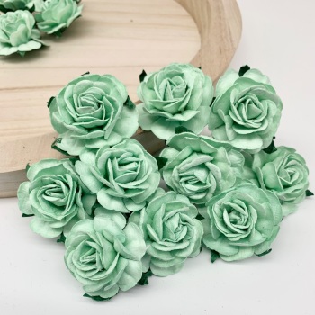 Mulberry Paper Flowers - Tea Roses 40mm  - Pastel Green