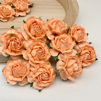 Mulberry Paper Flowers - Tea Roses 40mm  - Peach