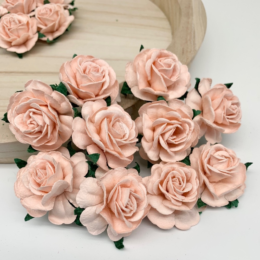 Mulberry Paper Flowers - Tea Roses 40mm  - Peach Puff