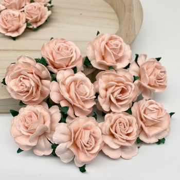 Mulberry Paper Flowers - Tea Roses 40mm  - Peach Puff