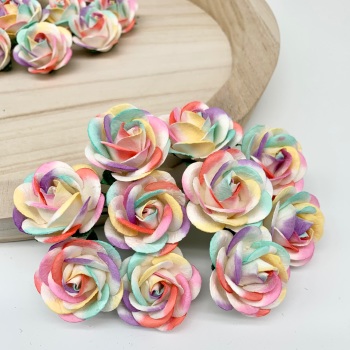 Mulberry Paper Flowers - Chelsea Roses 35mm  - Rainbow