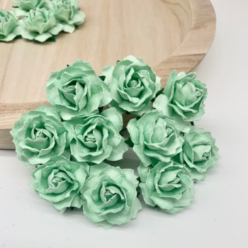 Mulberry Paper Flowers - Cottage Roses 30mm  - Pastel Green