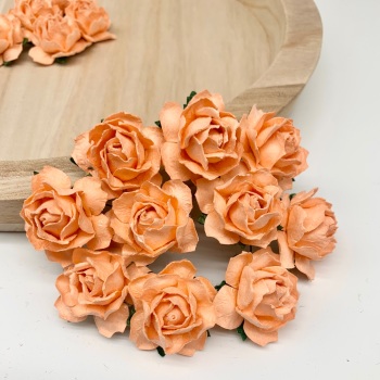 Mulberry Paper Flowers - Cottage Roses 30mm  - Peach