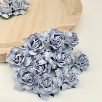 Mulberry Paper Flowers - Cottage Roses 30mm  - Baby Blue
