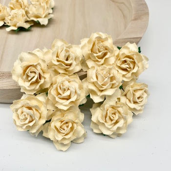 Mulberry Paper Flowers - Cottage Roses 30mm  - Cream