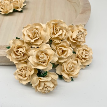 Mulberry Paper Flowers - Cottage Roses 30mm  - Deep Ivory