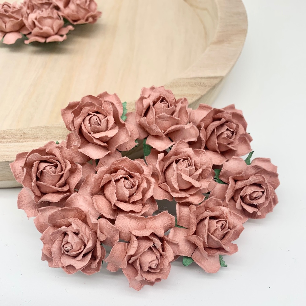 Mulberry Paper Flowers - Cottage Roses 30mm  - Dusky Pink