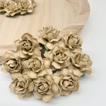 Mulberry Paper Flowers - Cottage Roses 30mm  - Light Mocha