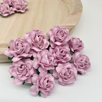 Mulberry Paper Flowers - Cottage Roses 30mm  - Lilac