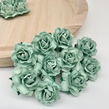 Mulberry Paper Flowers - Cottage Roses 30mm  - Pale Sage