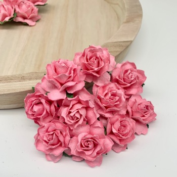 Mulberry Paper Flowers - Cottage Roses 30mm  - Pink