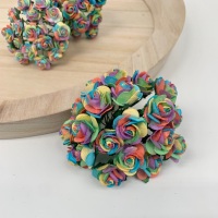 <!--001--> Mulberry Paper Open Roses - Bright Rainbow 10mm 15mm 20mm 25mm