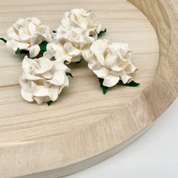 Mulberry Paper Flowers - Tuscany Roses 35mm  - White