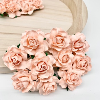 Mulberry Paper Flowers - Cottage Roses 30mm  - Peach Puff