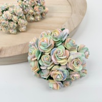 <!--001--> Mulberry Paper Open Roses - Pastel Rainbow 10mm 15mm 20mm 25mm