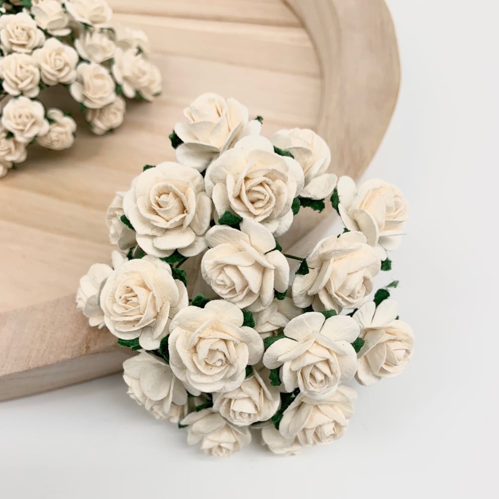 <!--002--> Mulberry Paper Open Roses - Ivory 10mm 15mm 20mm 25mm