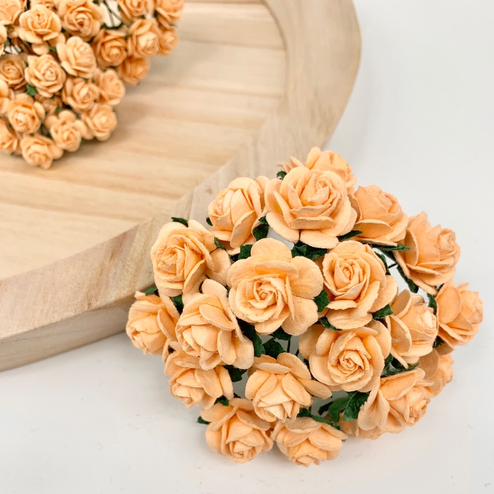 <!--005--> Mulberry Paper Open Roses - Autumn Gold 10mm 15mm 20mm 25mm