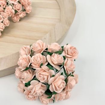  Mulberry Paper Open Roses - Peach Puff 10mm 15mm 20mm 25mm