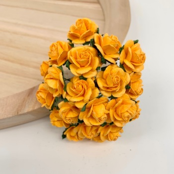 Mulberry Paper Open Roses - Honey Yellow - 20mm - END OF LINE