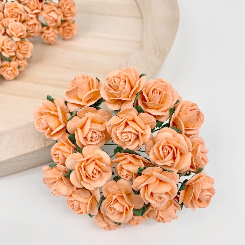 <!--007--> Mulberry Paper Open Roses - Peach 10mm 15mm 20mm 25mm