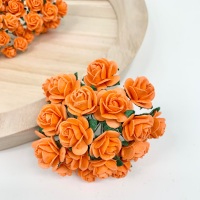 <!--010--> Mulberry Paper Open Roses - Orange 10mm 15mm 20mm 25mm