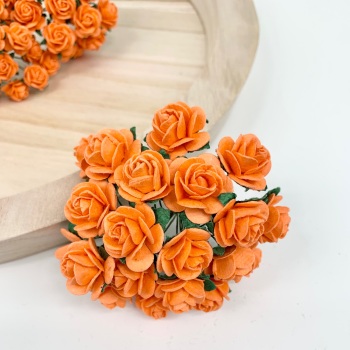  Mulberry Paper Open Roses - Orange 10mm 15mm 20mm 25mm