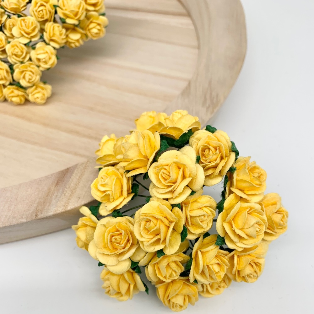  Mulberry Paper Open Roses - Yellow 10mm 15mm 20mm 25mm