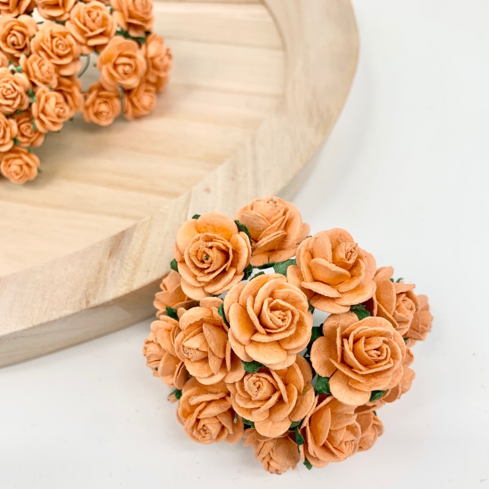 <!--011--> Mulberry Paper Open Roses - Copper 10mm 15mm 20mm 25mm