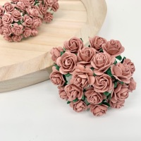 <!--019--> Mulberry Paper Open Roses - Dusky Pink 10mm 15mm 20mm 25mm