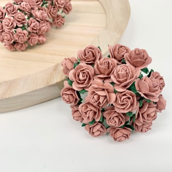  Mulberry Paper Open Roses - Dusky Pink 10mm 15mm 20mm 25mm