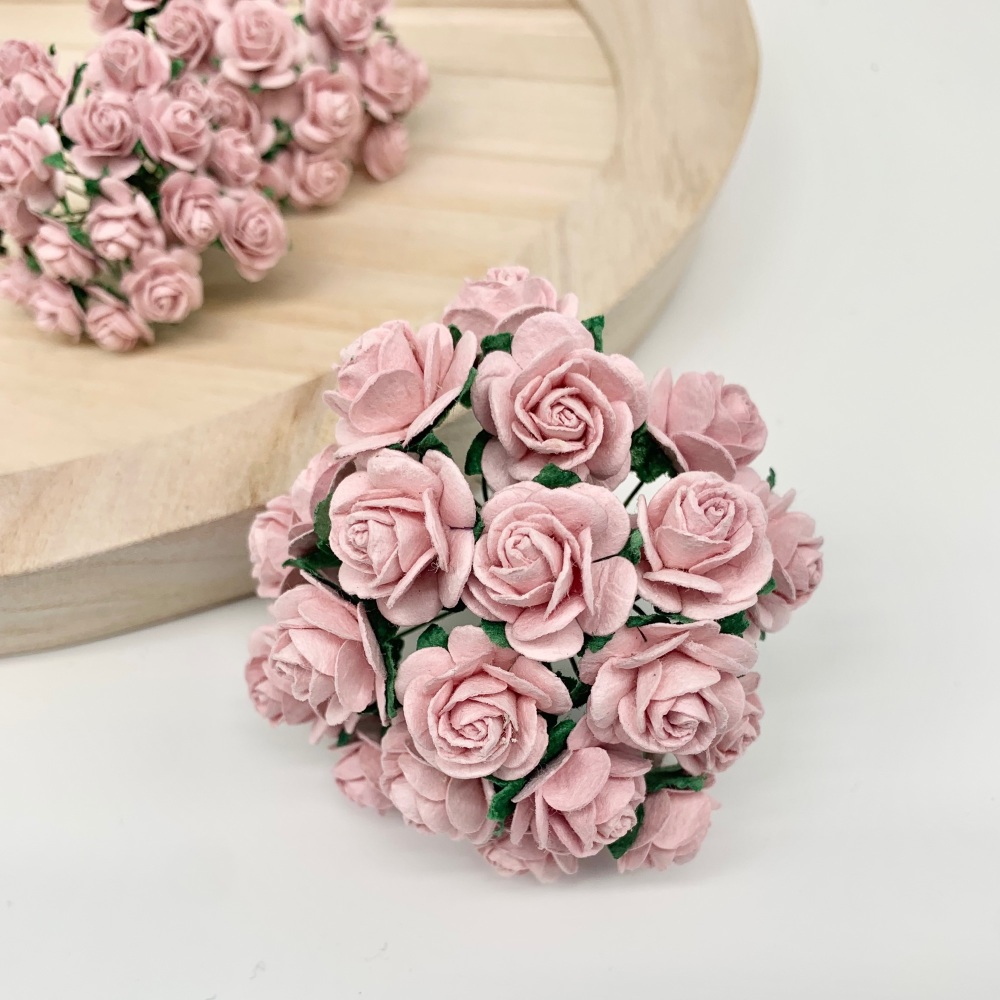  Mulberry Paper Open Roses - Rose Pink 10mm 15mm 20mm 25mm