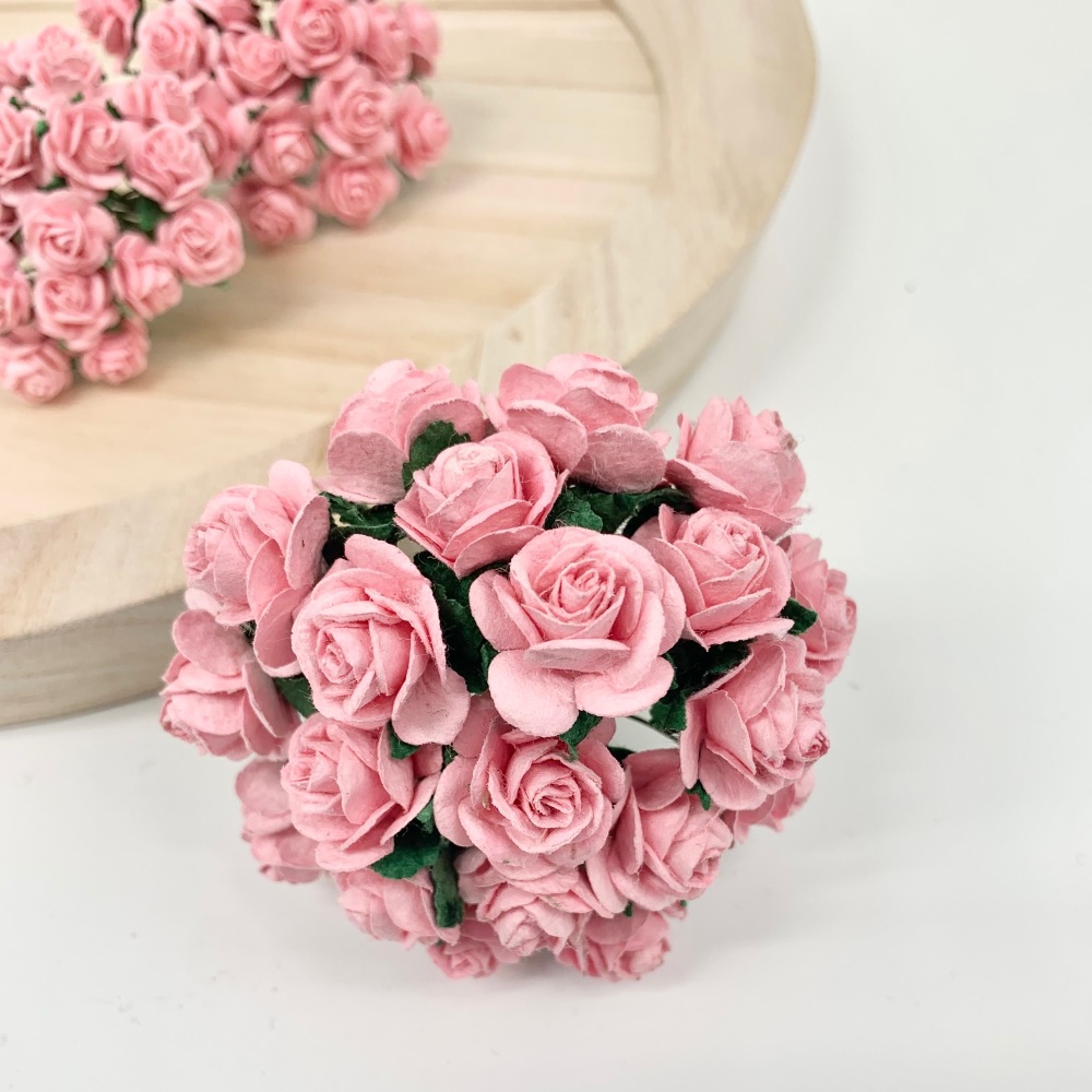 <!--021--> Mulberry Paper Open Roses - Baby Pink 10mm 15mm 20mm 25mm