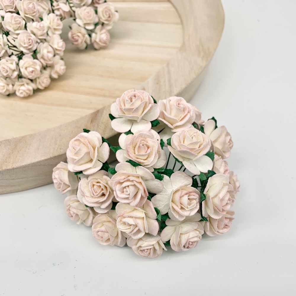 <!--024--> Mulberry Paper Open Roses - Two Tone Rose Pink Blush 20mm