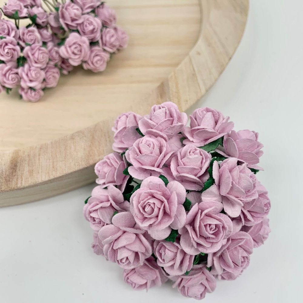<!--025--> Mulberry Paper Open Roses - Lilac 10mm 15mm 20mm 25mm