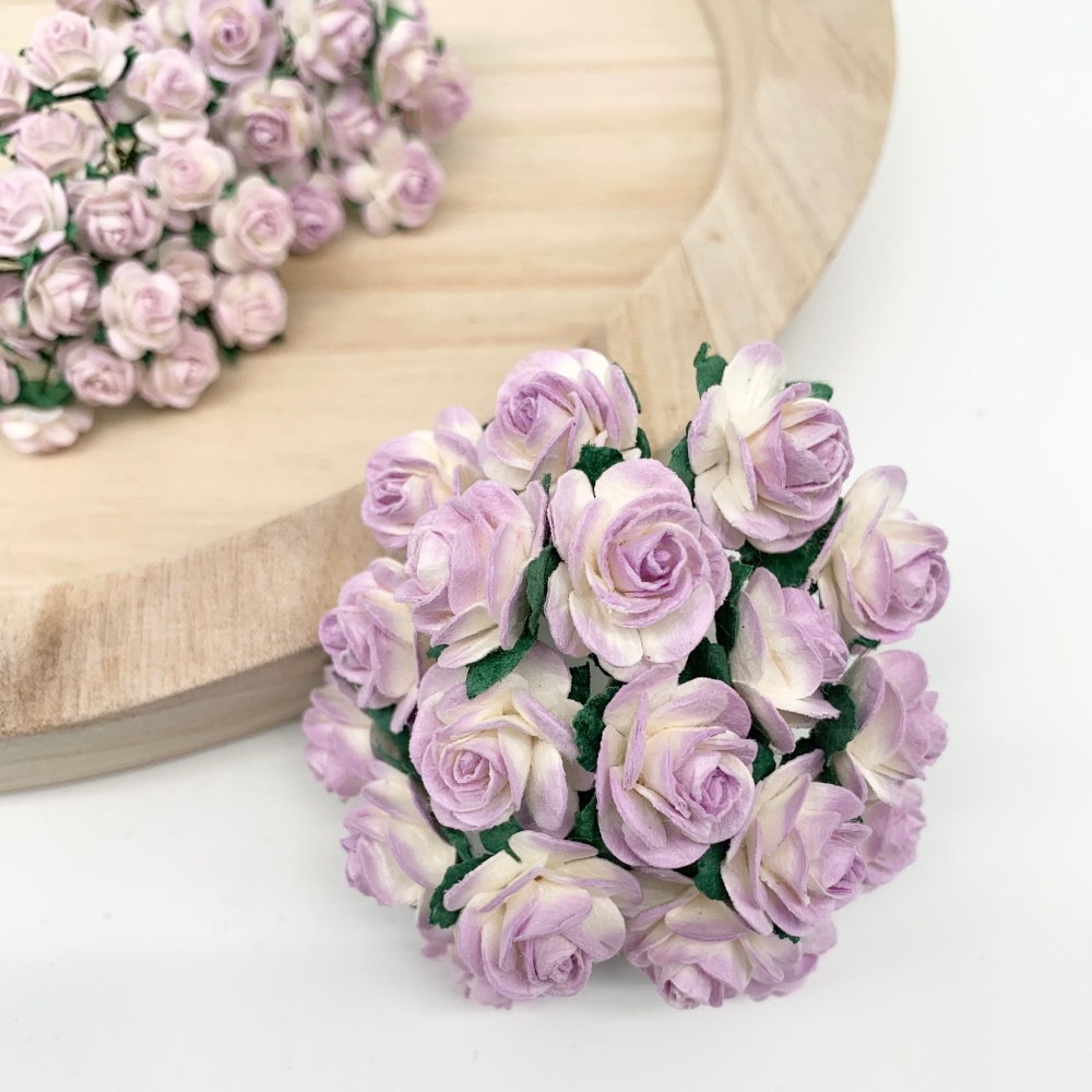  Mulberry Paper Open Roses - Two Tone Lilac 10mm 15mm 20mm 25mm
