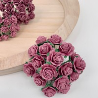 <!--026--> Mulberry Paper Open Roses - Dark Lilac 10mm 15mm 20mm 25mm