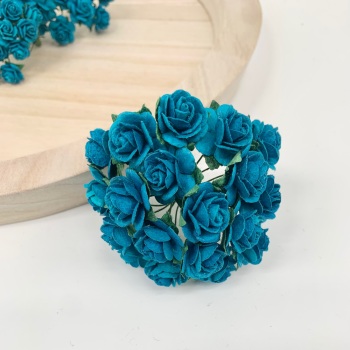  Mulberry Paper Open Roses - Dark Turquoise 10mm 15mm 20mm 25mm