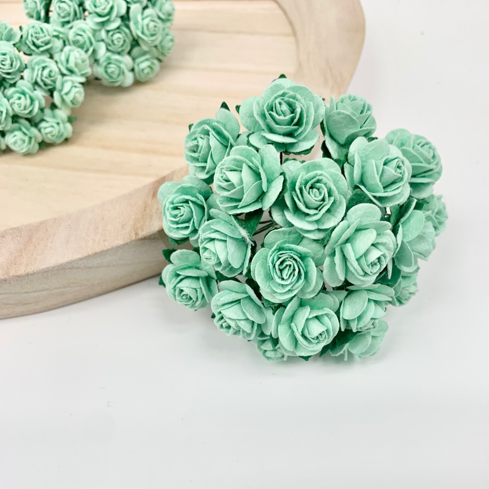  Mulberry Paper Open Roses - Pastel Green 10mm 15mm 20mm 25mm
